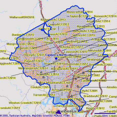 Canberra North Map